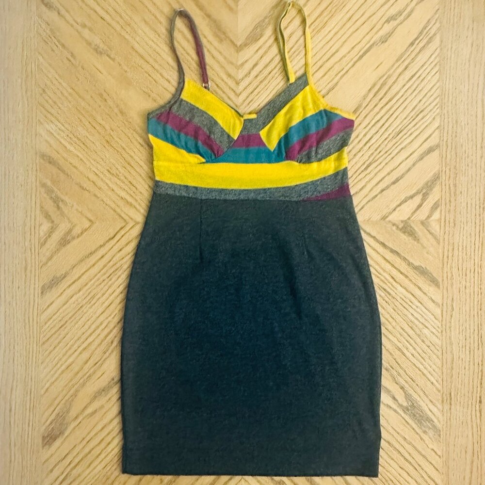 Method Bodycon Stretch Dress Adjustable Straps Multicolor Top Gray Bottom Size L